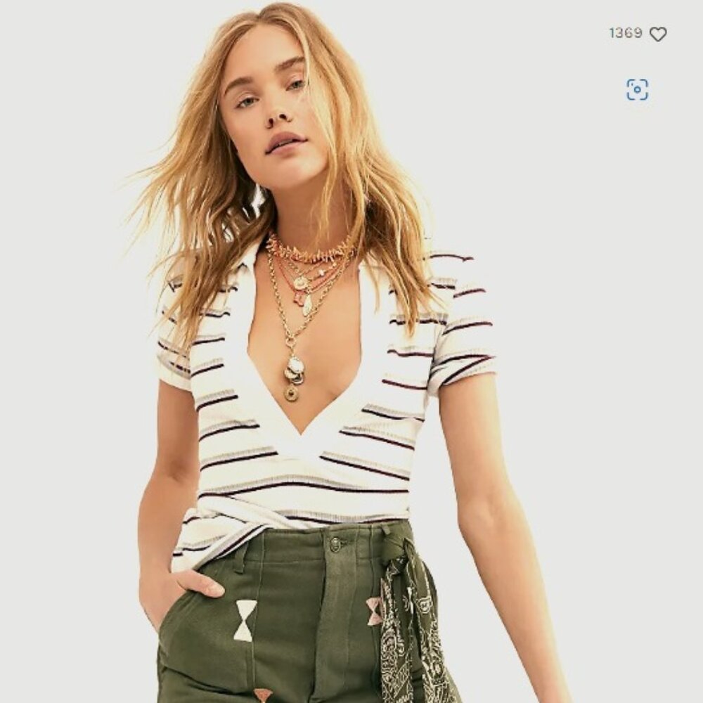 Free People Donna Striped Tee - Ivory Combo